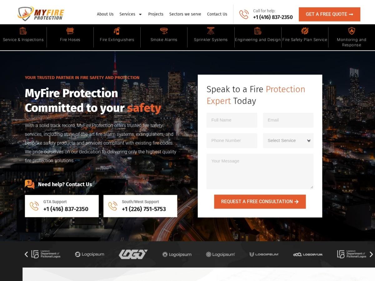 Screenshot of the MyFire Protection website