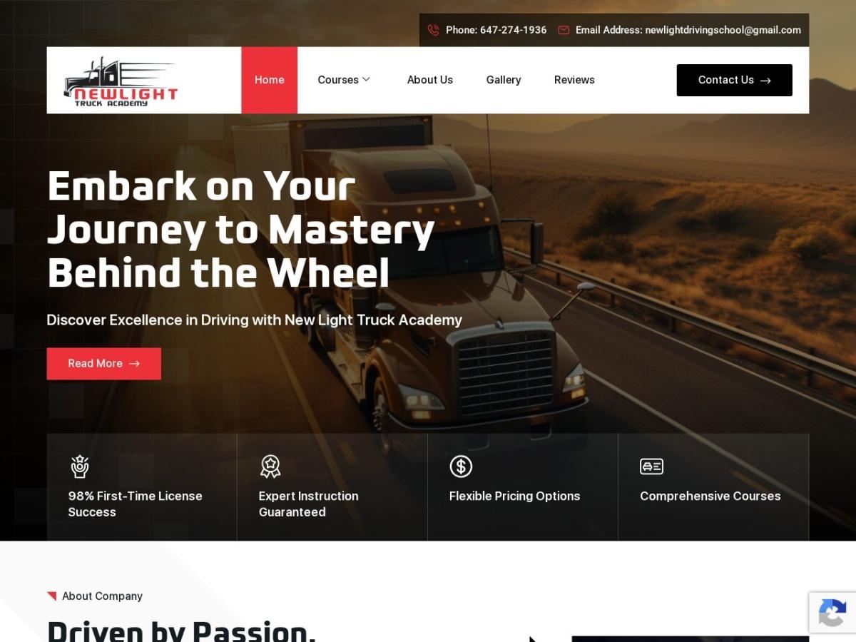 Screenshot of the New Light Truck Academy website
