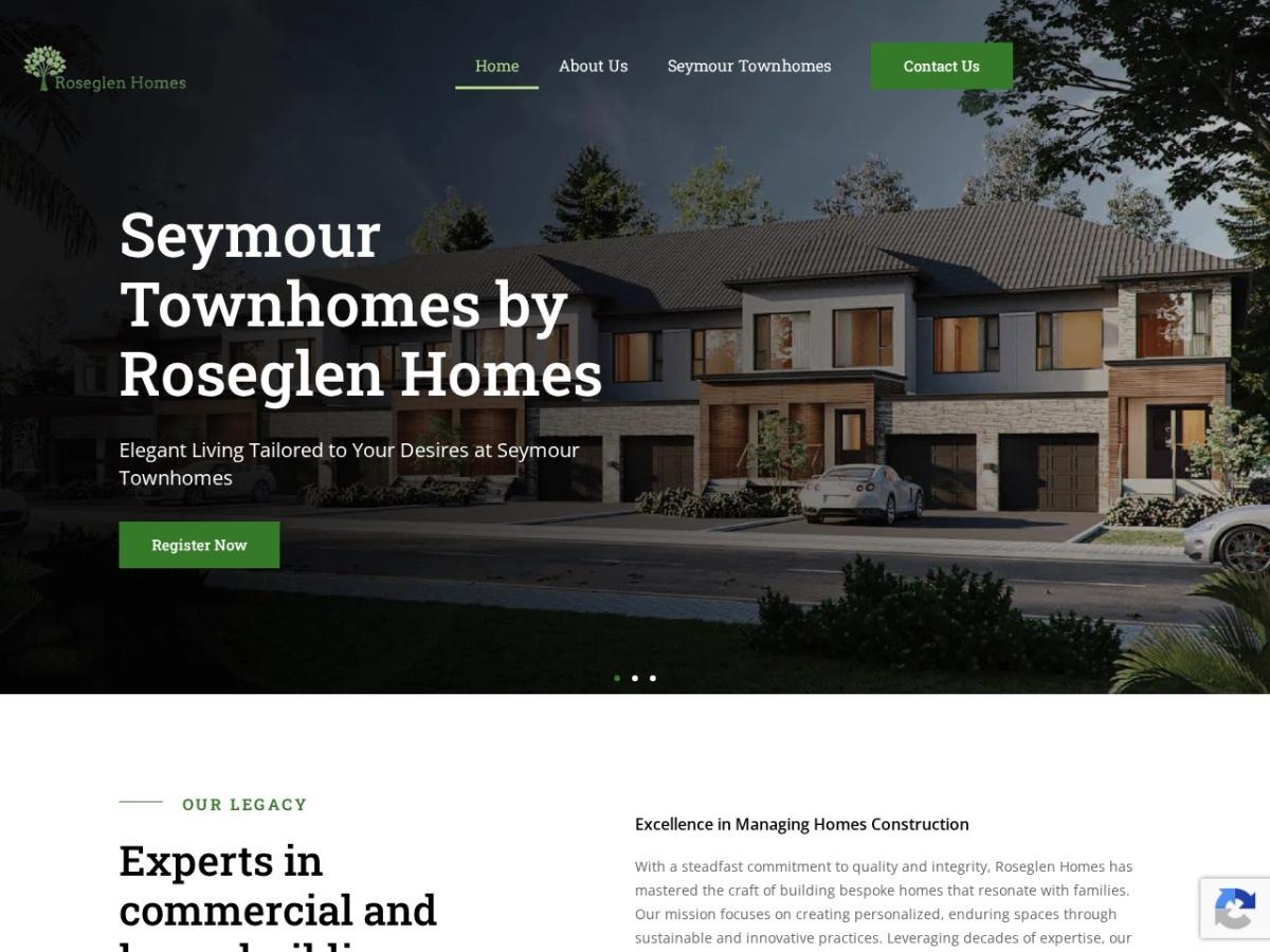 Screenshot of the Roseglen Homes website